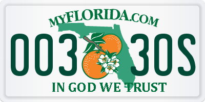 FL license plate 0033OS