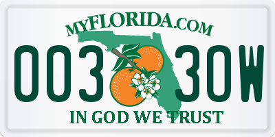 FL license plate 0033OW