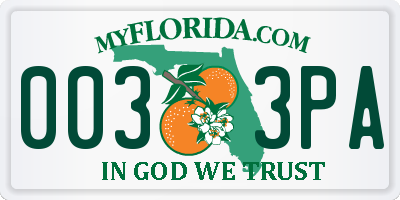 FL license plate 0033PA