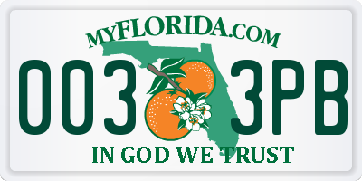 FL license plate 0033PB