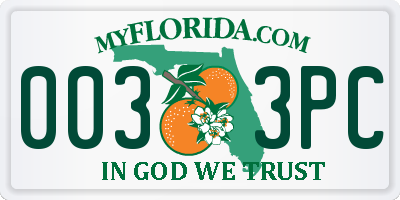 FL license plate 0033PC