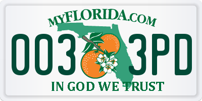 FL license plate 0033PD