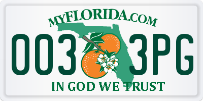FL license plate 0033PG