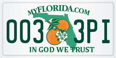 FL license plate 0033PI
