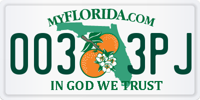 FL license plate 0033PJ