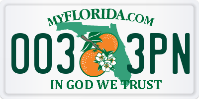 FL license plate 0033PN