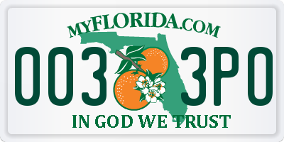 FL license plate 0033PO