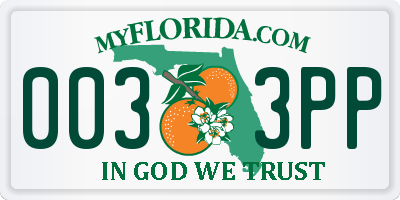FL license plate 0033PP