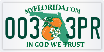 FL license plate 0033PR