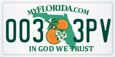 FL license plate 0033PV