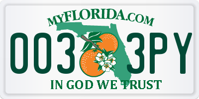 FL license plate 0033PY