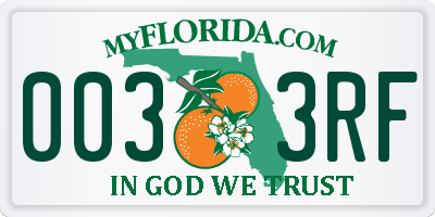 FL license plate 0033RF