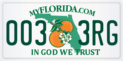 FL license plate 0033RG