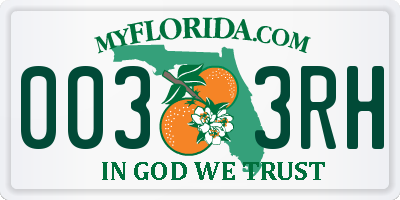 FL license plate 0033RH