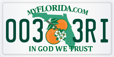 FL license plate 0033RI