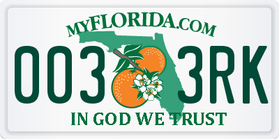 FL license plate 0033RK