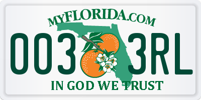 FL license plate 0033RL