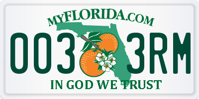 FL license plate 0033RM