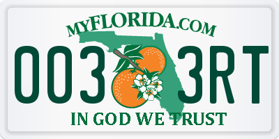 FL license plate 0033RT