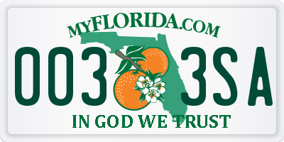 FL license plate 0033SA
