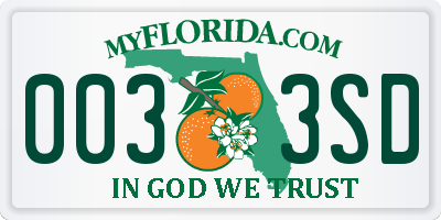 FL license plate 0033SD