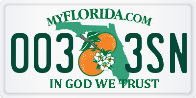 FL license plate 0033SN