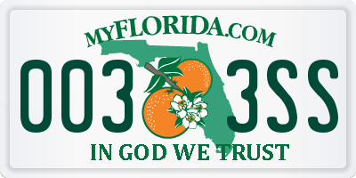 FL license plate 0033SS