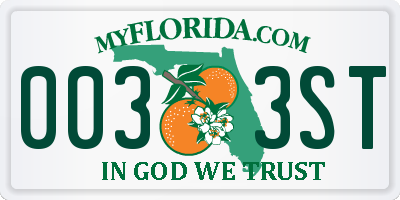 FL license plate 0033ST