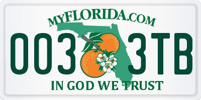 FL license plate 0033TB