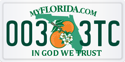 FL license plate 0033TC