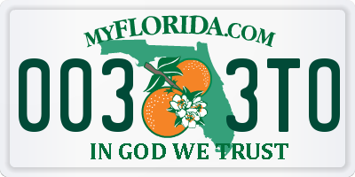 FL license plate 0033TO
