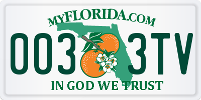 FL license plate 0033TV