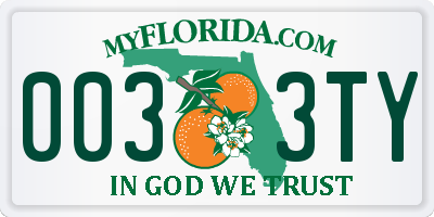 FL license plate 0033TY