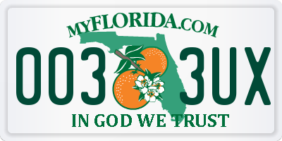 FL license plate 0033UX
