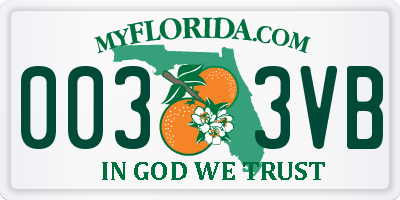 FL license plate 0033VB