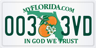 FL license plate 0033VD