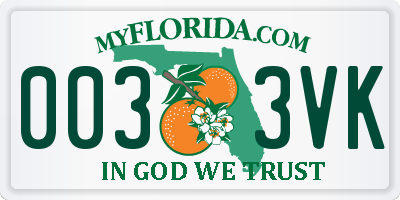 FL license plate 0033VK