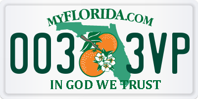 FL license plate 0033VP