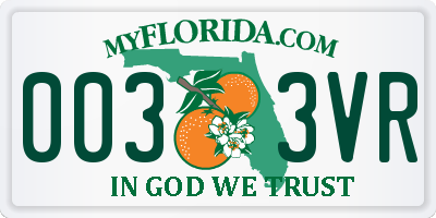FL license plate 0033VR
