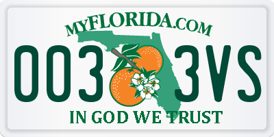 FL license plate 0033VS