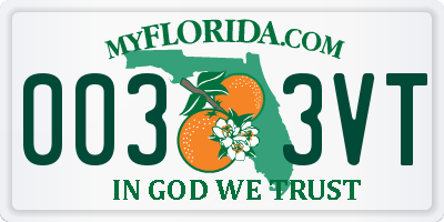 FL license plate 0033VT