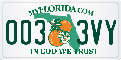 FL license plate 0033VY