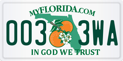 FL license plate 0033WA