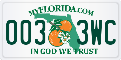FL license plate 0033WC