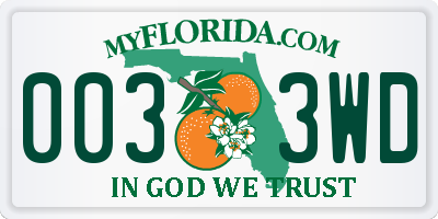 FL license plate 0033WD