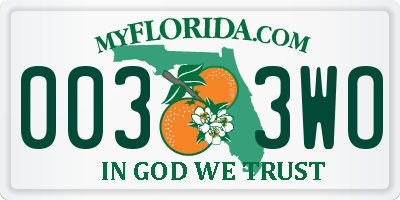 FL license plate 0033WO