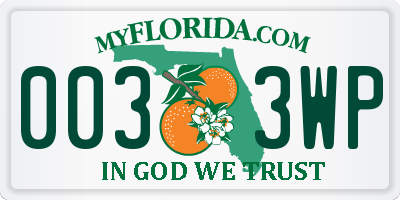 FL license plate 0033WP