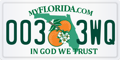 FL license plate 0033WQ