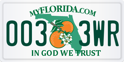 FL license plate 0033WR