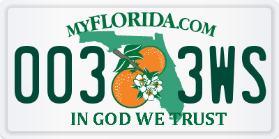 FL license plate 0033WS